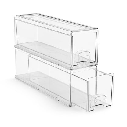 Sorbus Clear Stackable Storage Drawers with Pull-Out Bins (Medium, 2 Pack)
