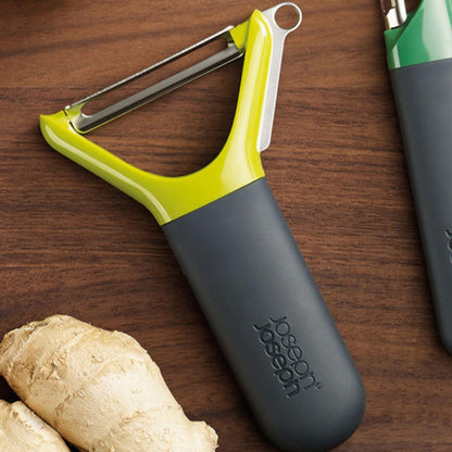 Joseph Joseph Multi-Peel Y-shaped Peeler Easy Grip Handles Stainless Steel Blade for Kitchen Vegetable Fruit, Light Green