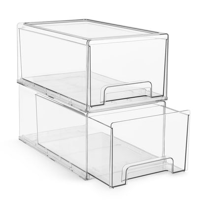 Sorbus Clear Stackable Storage Drawers with Pull-Out Bins (Medium, 2 Pack)