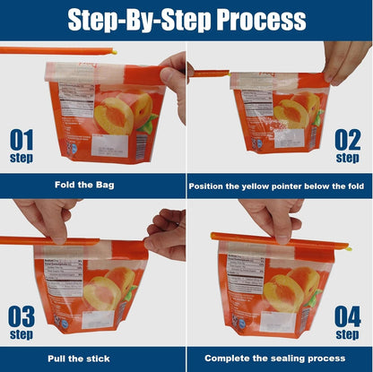 21-Sticks Bag Sealer Stick, 5 Diffrent Sizes, Chip Clips, Stay Fresh Bag Sealer Sticks, Keeps Food Bags Airtight Watertight & Food Fresh Longer