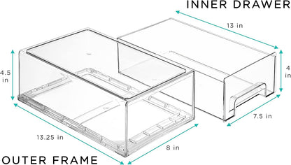 Sorbus Clear Stackable Storage Drawers with Pull-Out Bins (Medium, 2 Pack)