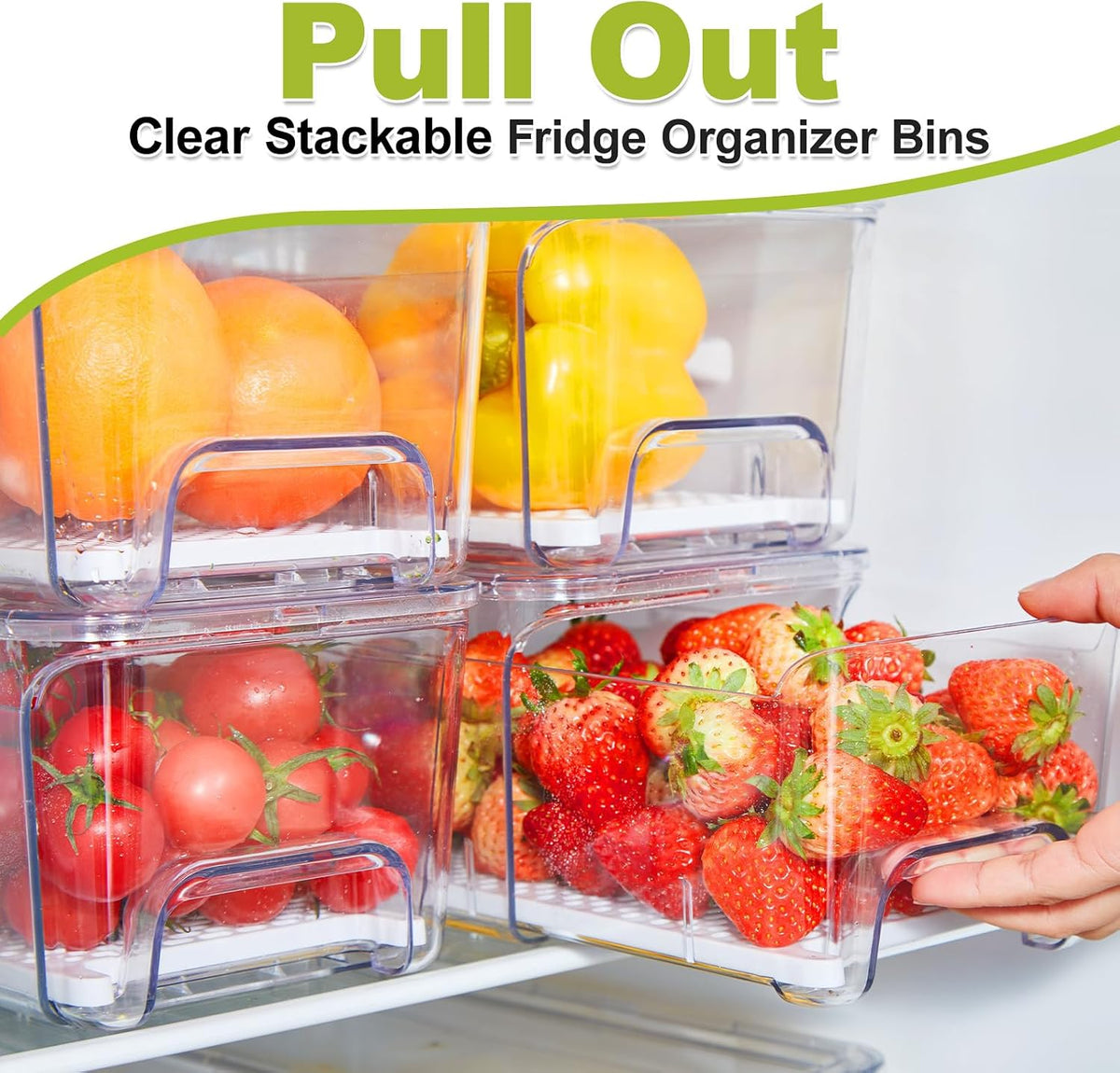 2-Pack Fridge Organizers and Storage, Clear Refrigerator Containers
