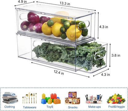 Fridge Organizers and Storage Pull Out Drawer, 2 Small