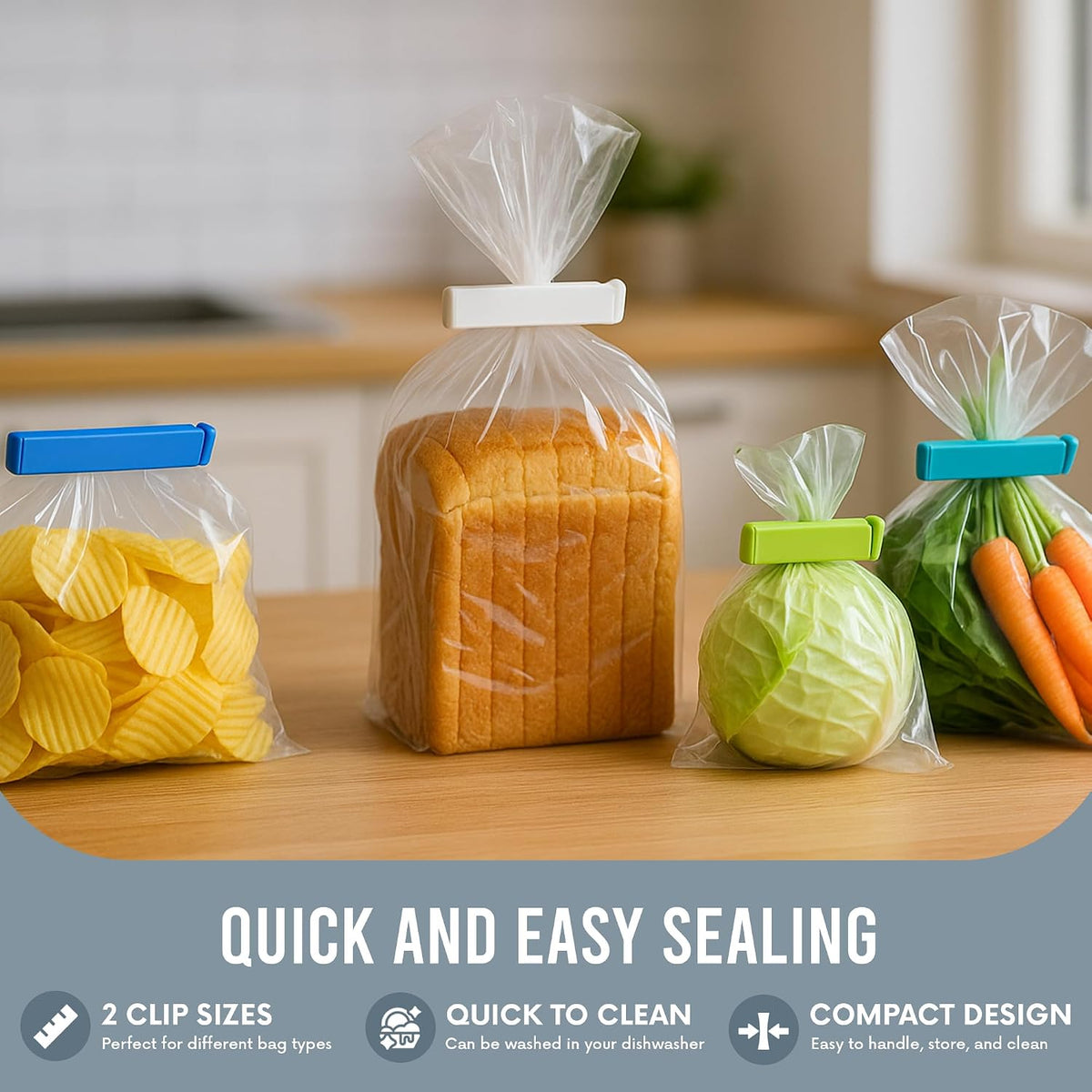 LINDEN SWEDEN Twixit! Bag Clips - Keep Food Fresh, Stop Spillage Set of 15
