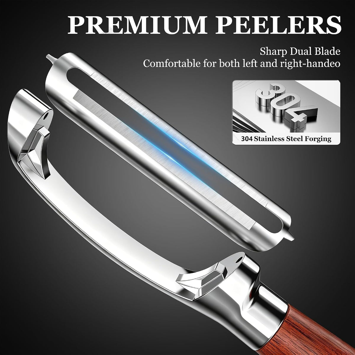 Vegetable Peeler, Premium I-Shape Potato Peeler, Stainless Steel Multifunctional Kitchen Peeler Real Wood Handle Ultra Sharp Blade Vegetable, Potato, Fruit
