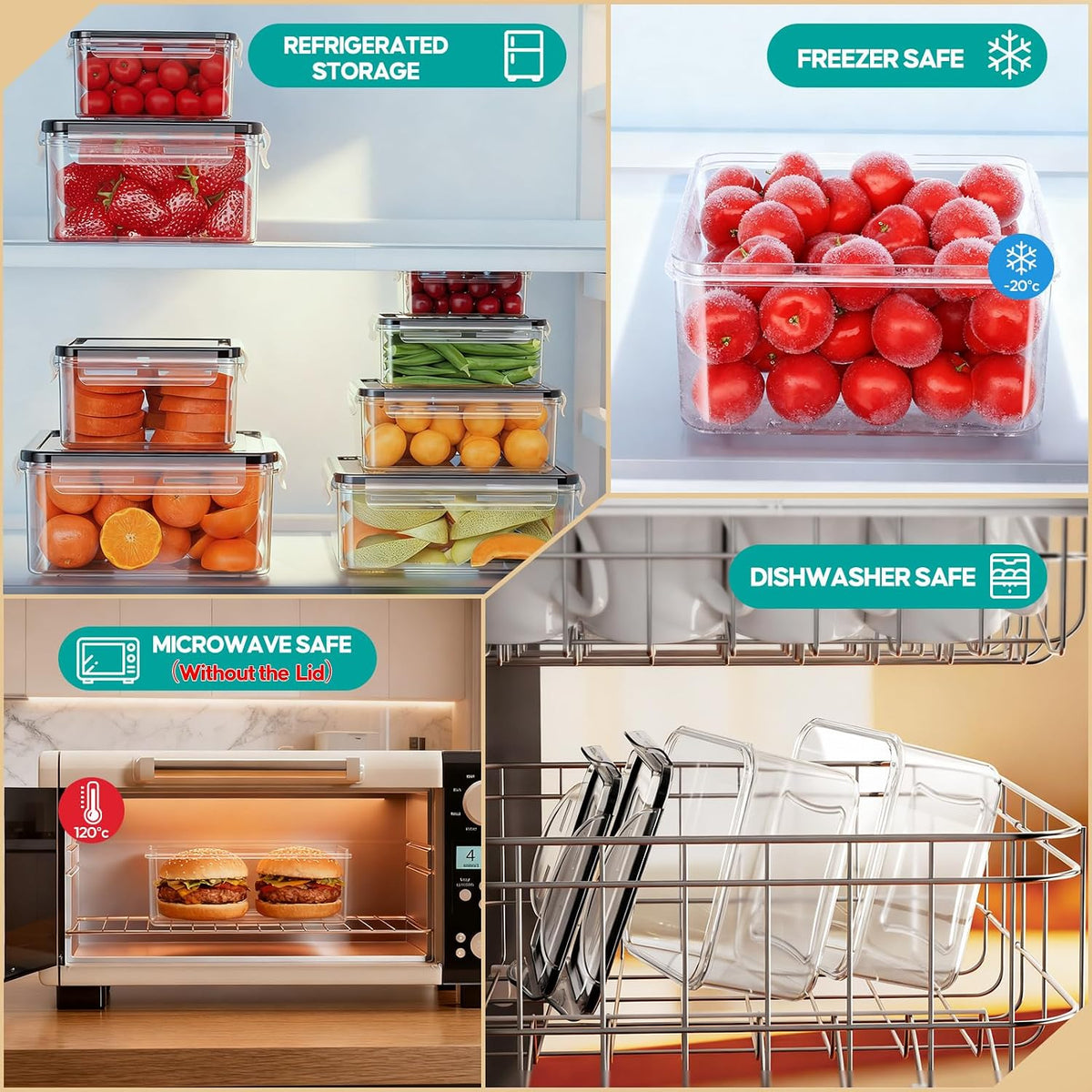 40 PCS Food Storage Containers with Lids Airtight (20 Containers & 20 Lids)