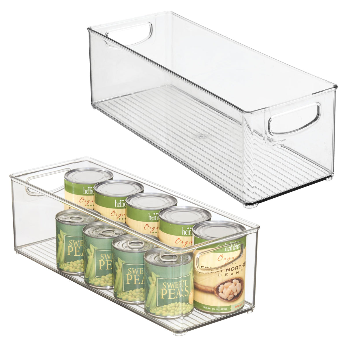 iDesign Plastic Stackable Pantry Bin with Handles, Set of 2, Clear