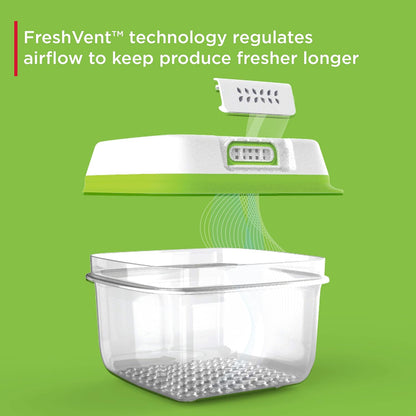 Rubbermaid FreshWorks Produce Saver, Large Produce Storage Containers, 4 Piece Set
