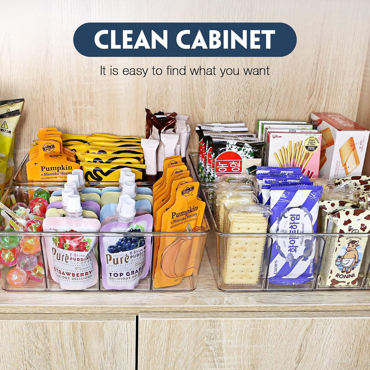 Pantry Organization and Storage Bins with Dividers Kitchen Organizer 2 Pack