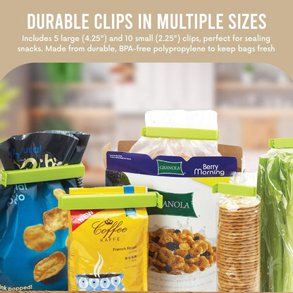 LINDEN SWEDEN Twixit! Bag Clips - Keep Food Fresh, Stop Spillage Set of 15