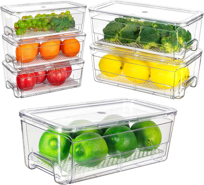 Imncya 6 Pack Clear Fridge Organizer, Refrigerator Organizers and Storage