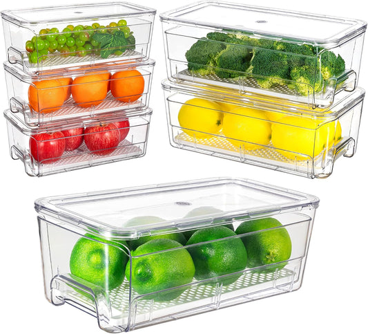 Imncya 6 Pack Clear Fridge Organizer, Refrigerator Organizers and Storage