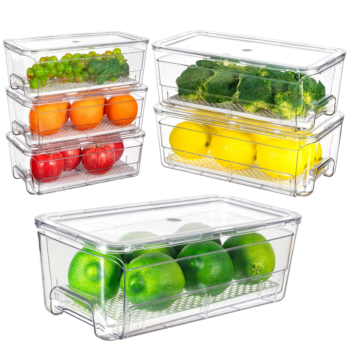 Imncya 6 Pack Clear Fridge Organizer, Refrigerator Organizers and Storage