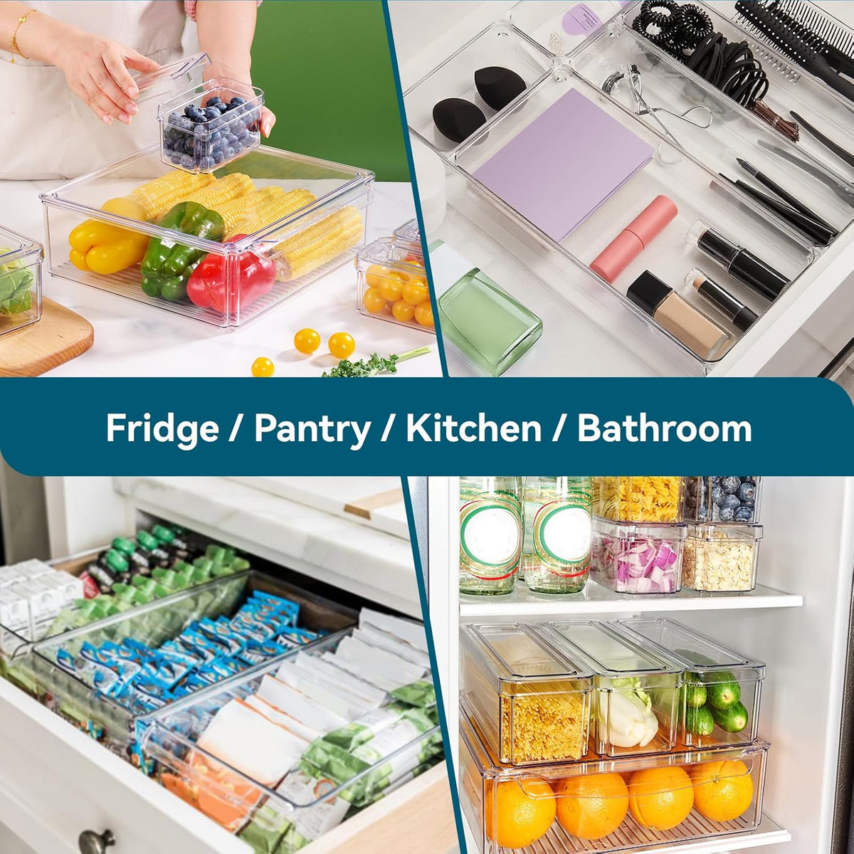10 Pack Fridge Organizers and Storage, Clear Fridge Organizer Stackable