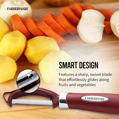 Farberware Euro Vegetable Peeler with Swivel Blade Red