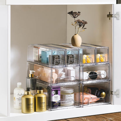 Sorbus Clear Stackable Storage Drawers with Pull-Out Bins (Medium, 2 Pack)