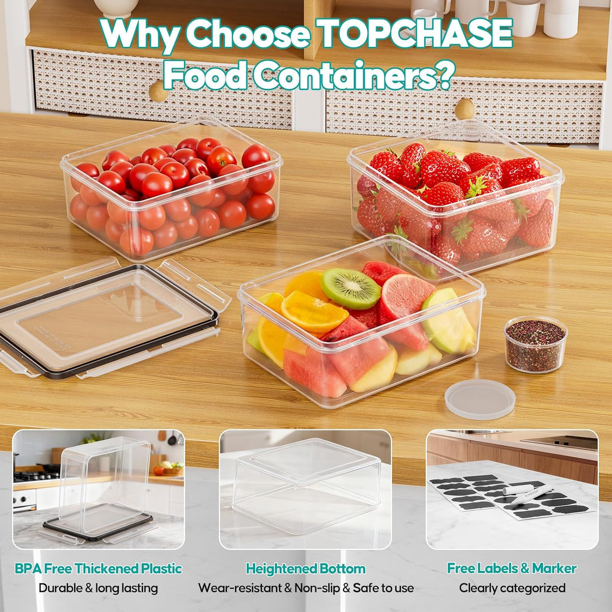 40 PCS Food Storage Containers with Lids Airtight (20 Containers & 20 Lids)
