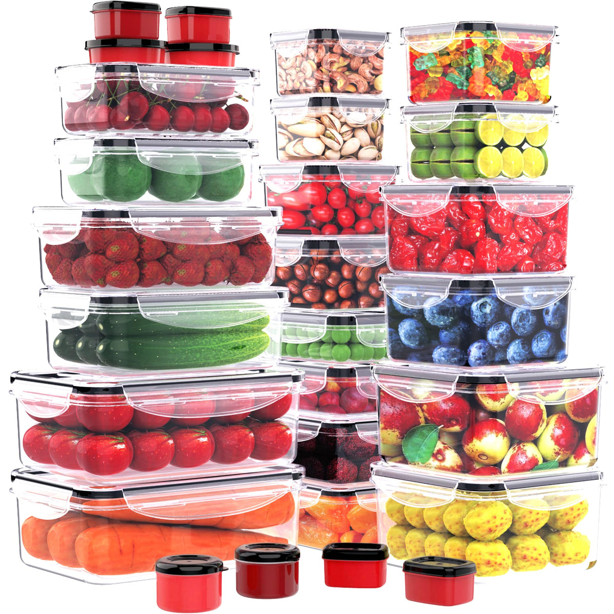 5 Pack Large Fruit Storage Containers for Fridge with Removable Colander