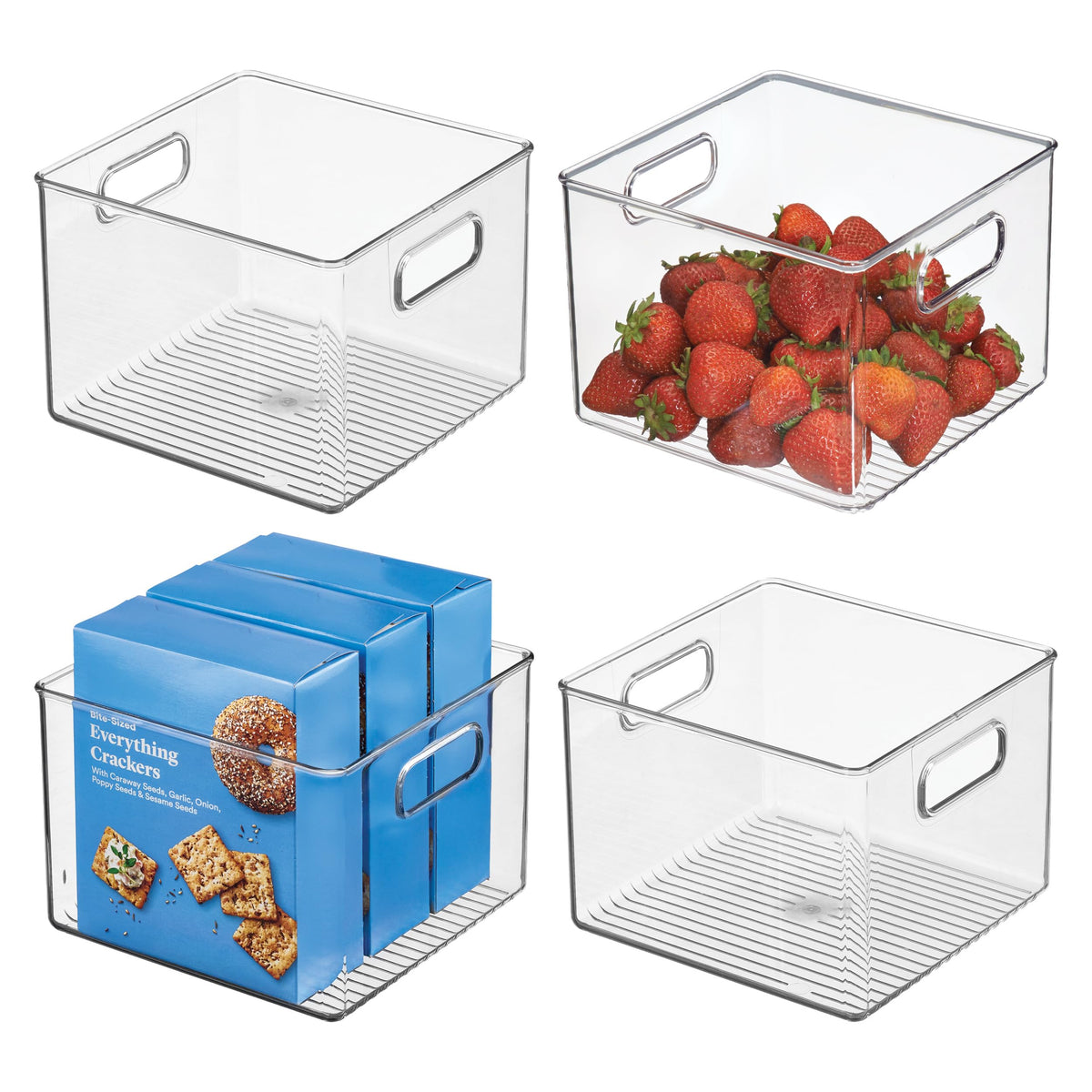 iDesign Clear Plastic Storage Bins, 4-Pack