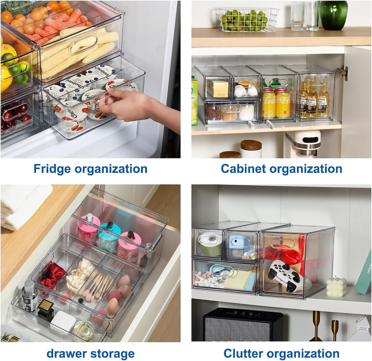Fridge Organizers and Storage Pull Out Drawer, 2 Small