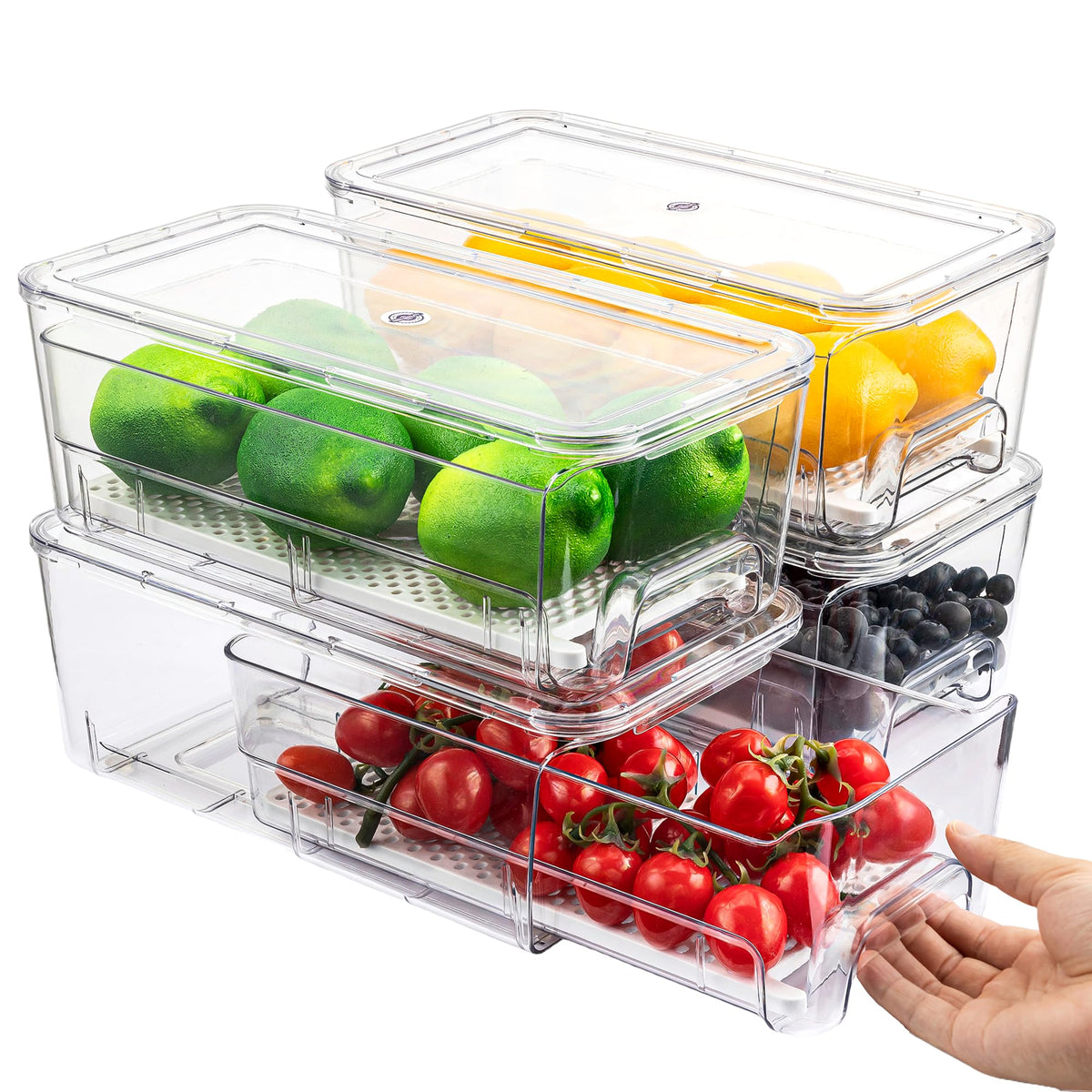 Imncya 6 Pack Clear Fridge Organizer, Refrigerator Organizers and Storage