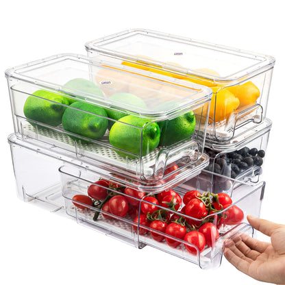 Imncya 6 Pack Clear Fridge Organizer, Refrigerator Organizers and Storage