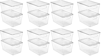 Vtopmart 6 Pack Clear Stackable Storage Bins with Lids and Handles, Large