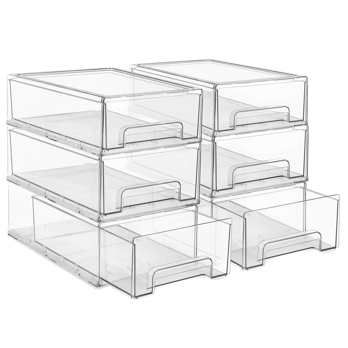Sorbus Clear Stackable Storage Drawers with Pull-Out Bins (Medium, 2 Pack)