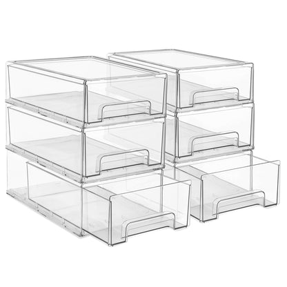 Sorbus Clear Stackable Storage Drawers with Pull-Out Bins (Medium, 2 Pack)