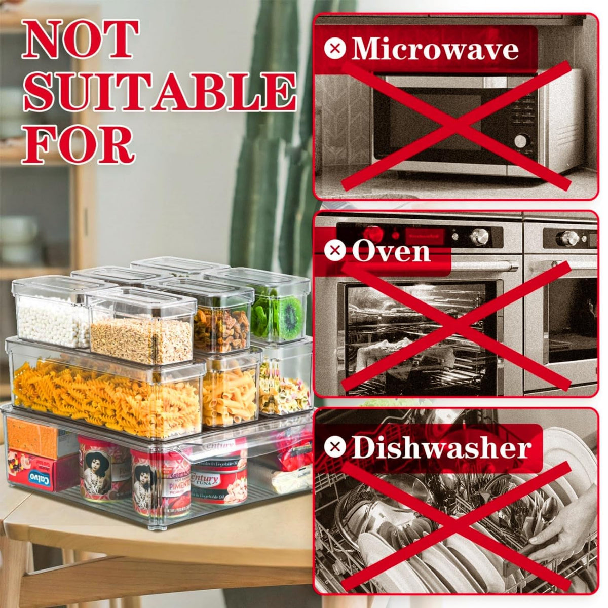 POMEAT 10 Pack Clear Fridge Organizers and Storage with Lids - Stackable