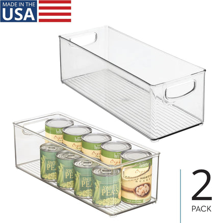 iDesign Plastic Stackable Pantry Bin with Handles, Set of 2, Clear