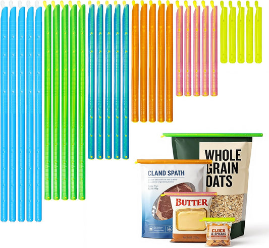 30PCS Bag Sealers Slide Sticks, Potato Chip Clips Set For Food, Plastic Bag Clip For Snack, Magic Bag Sealing Clips, Durable Bag Closer For Bread, Reusable Chip Bag Crimper, Easy Kitchen Storage Color