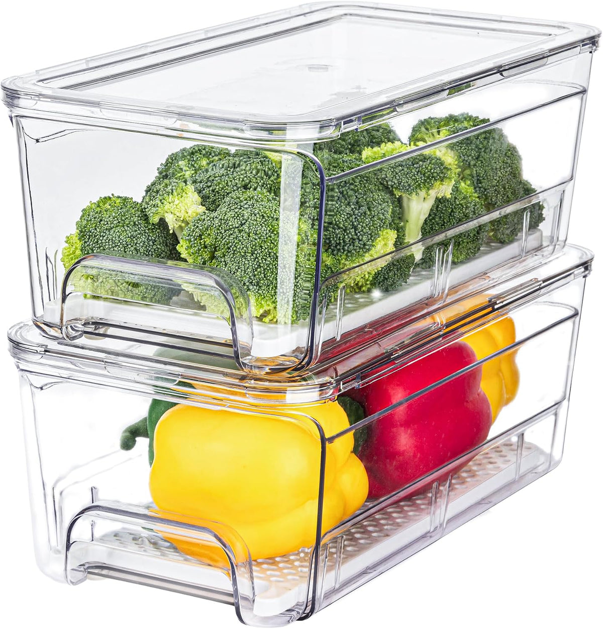 2-Pack Fridge Organizers and Storage, Clear Refrigerator Containers