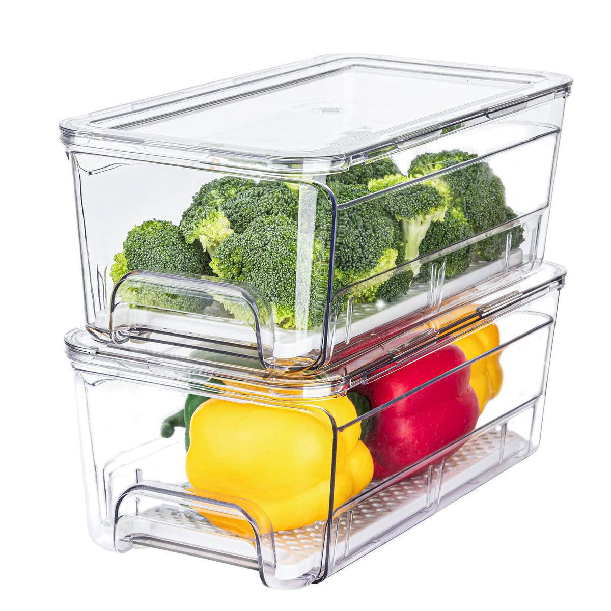 2-Pack Fridge Organizers and Storage, Clear Refrigerator Containers