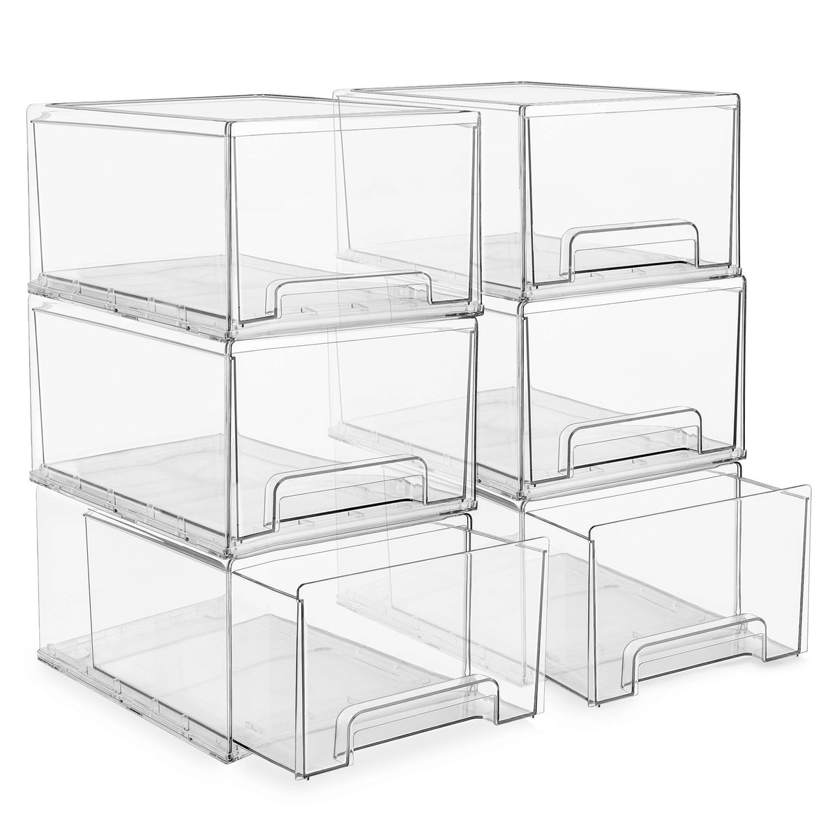 Sorbus Clear Stackable Storage Drawers with Pull-Out Bins (Medium, 2 Pack)