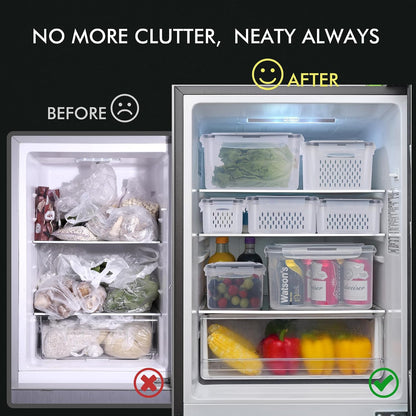 HOTEC 5-Pack Fruit Storage Container for Fridge, 4.15L