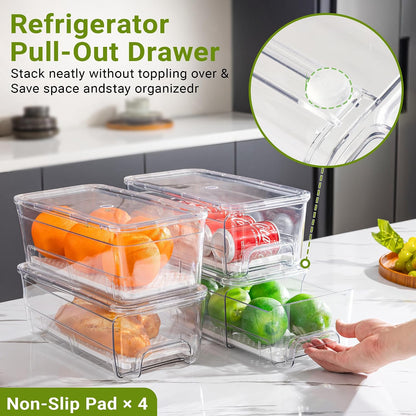 Imncya 6 Pack Clear Fridge Organizer, Refrigerator Organizers and Storage