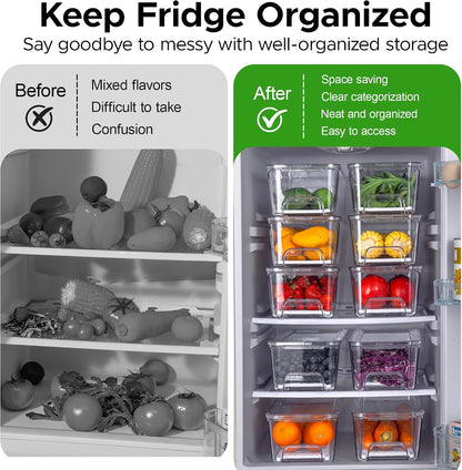 Fruit Storage Containers for Fridge with Pull-Out Organizer Bins, 4 pack