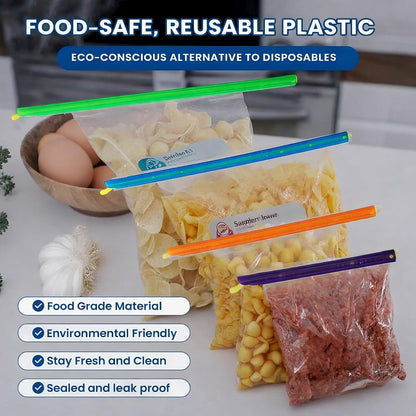 21-Sticks Bag Sealer Stick, 5 Diffrent Sizes, Chip Clips, Stay Fresh Bag Sealer Sticks, Keeps Food Bags Airtight Watertight & Food Fresh Longer