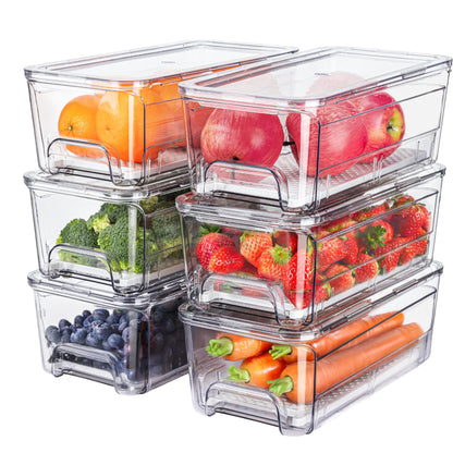 2-Pack Fridge Organizers and Storage, Clear Refrigerator Containers