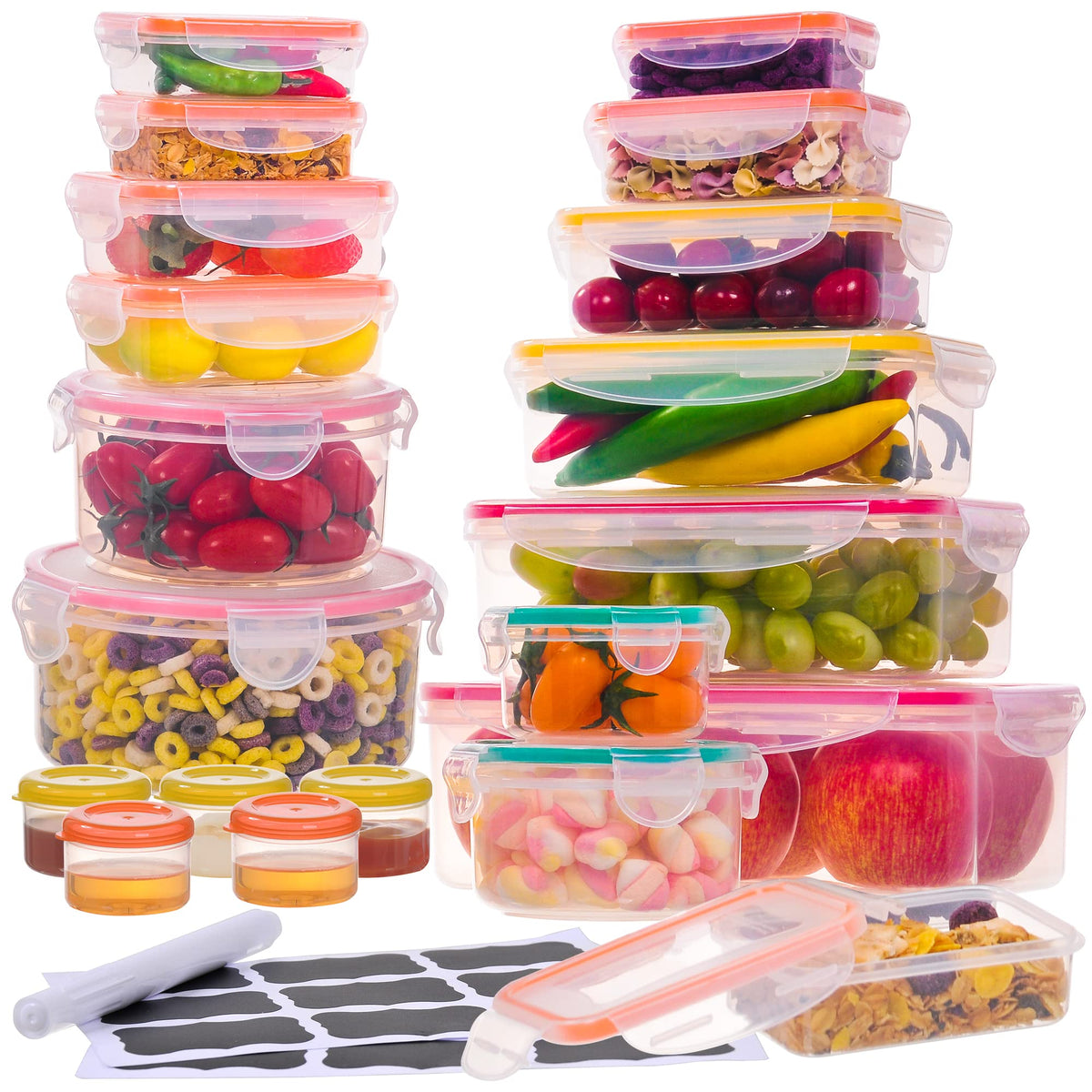 5 Pack Large Fruit Storage Containers for Fridge with Removable Colander