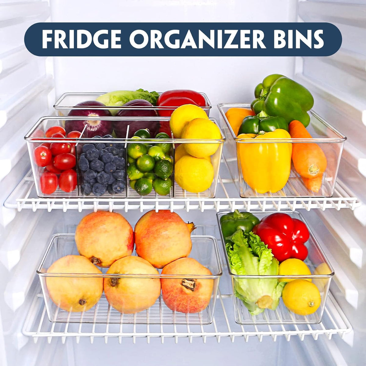 Pantry Organization and Storage Bins with Dividers Kitchen Organizer 2 Pack