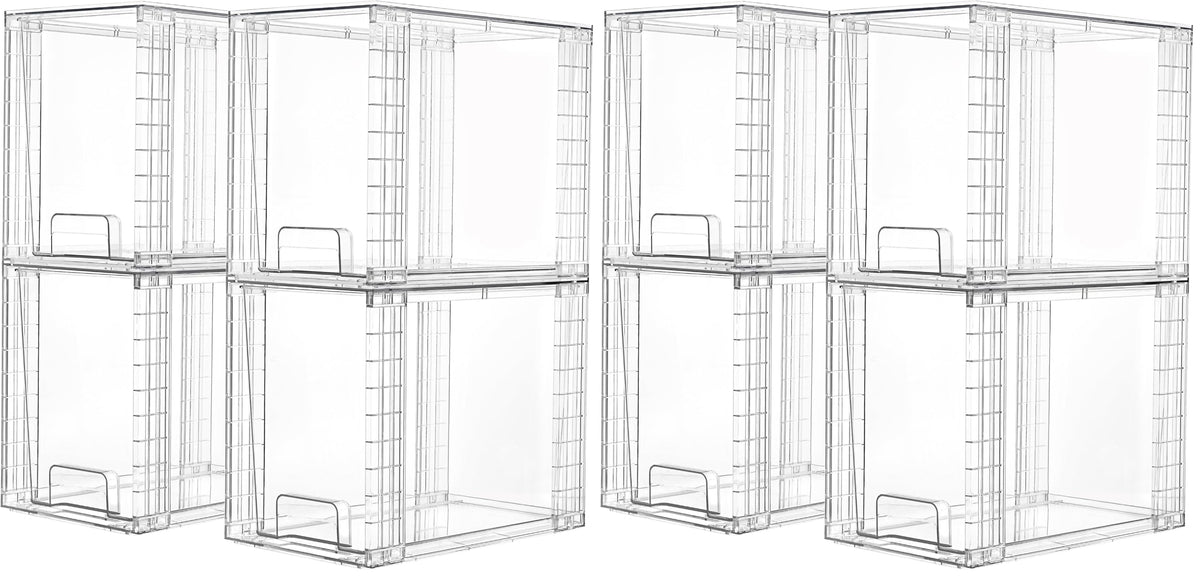 Vtopmart 4 Pack Stackable Clear Drawer with Dividers