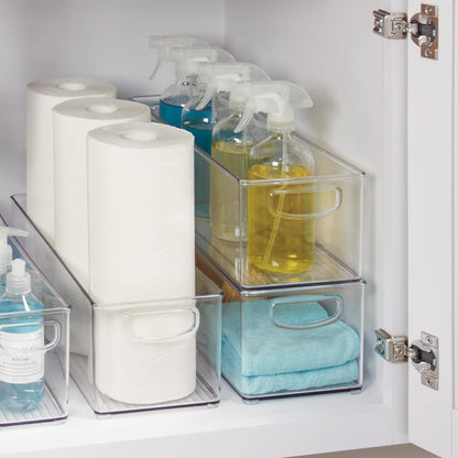 iDesign Plastic Stackable Pantry Bin with Handles, Set of 2, Clear