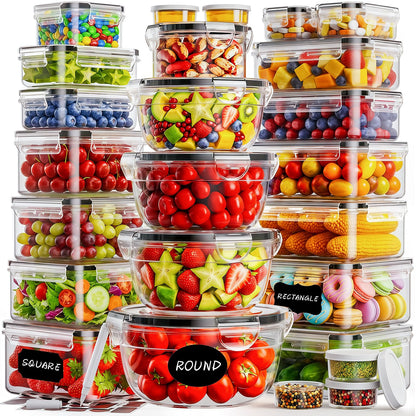 40 PCS Food Storage Containers with Lids Airtight (20 Containers & 20 Lids)