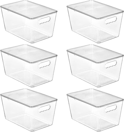 Vtopmart 6 Pack Clear Stackable Storage Bins with Lids and Handles, Large