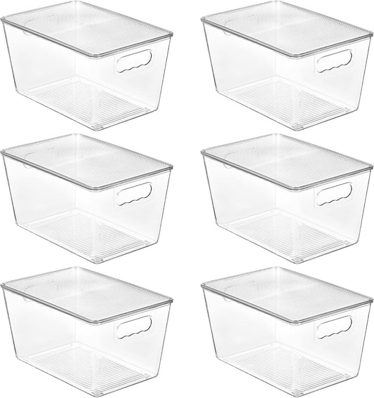 Vtopmart 6 Pack Clear Stackable Storage Bins with Lids and Handles, Large