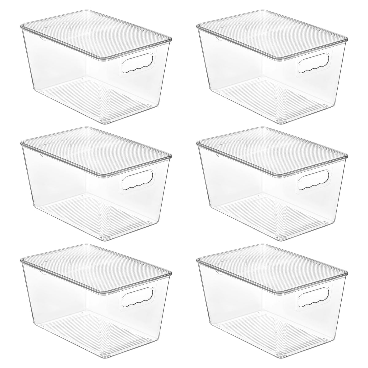 Vtopmart 6 Pack Clear Stackable Storage Bins with Lids and Handles, Large