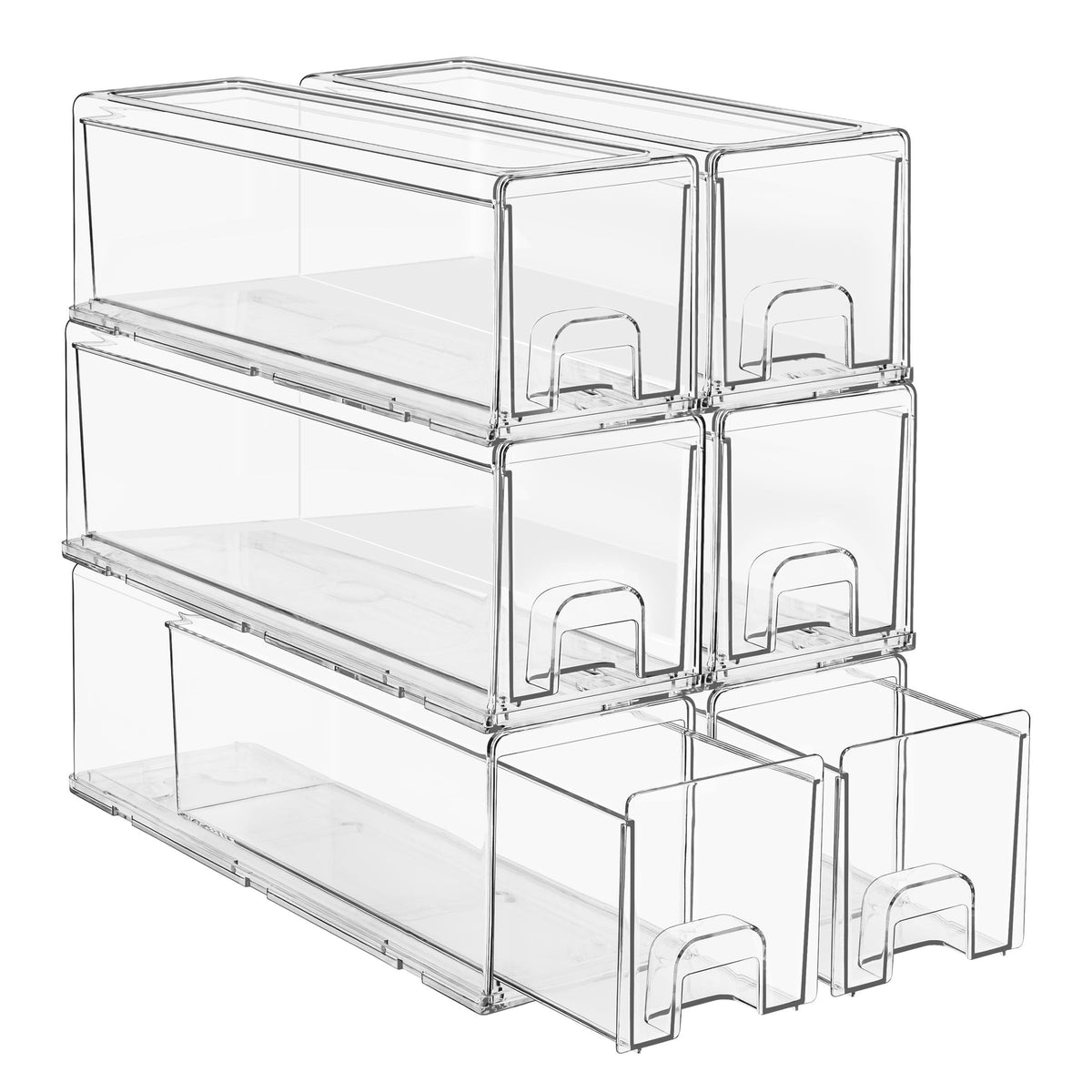Sorbus Clear Stackable Storage Drawers with Pull-Out Bins (Medium, 2 Pack)