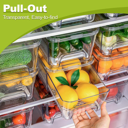 3-Pack Fridge Organizers and Storage, Stackable Refrigerator Bins